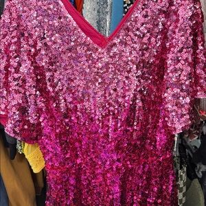 Pink Ombré Romper Sequins - Size Large